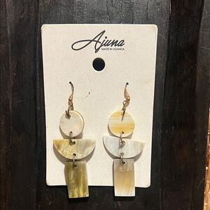 Ajuna Geometric Dangle Earrings in Ivory & Honey